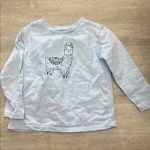 Kids Llama Graphic Long Sleeve Shirt - Light Blue